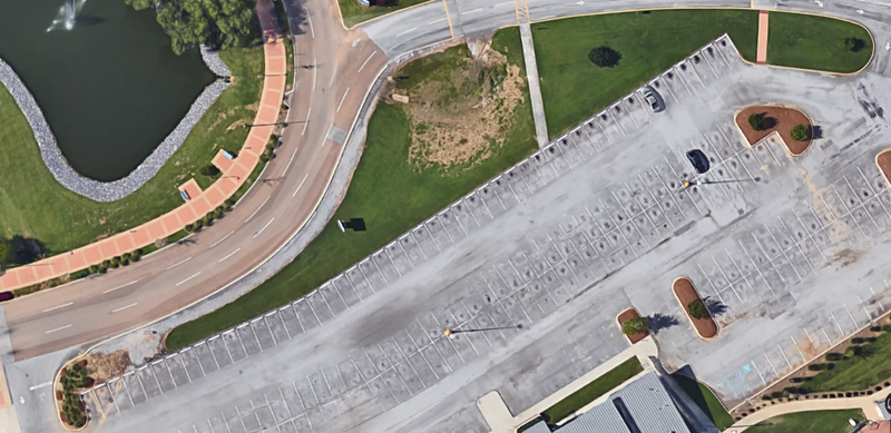Illustration for article titled Why do these parking spots get progressively oilier as you move left to right?